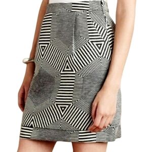 Anthropologie HD in Paris Women Black Geometric layered black white Pencil Skirt
